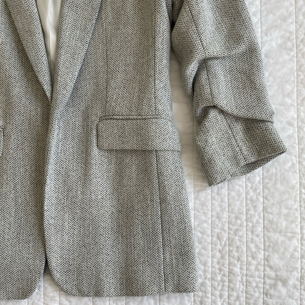 H&M Light Gray Blazer with Gathered Sleeves